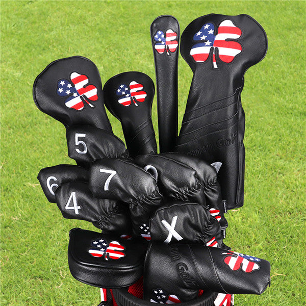 USA Flag Clover Iron Head Covers Set -Craftsman Golf