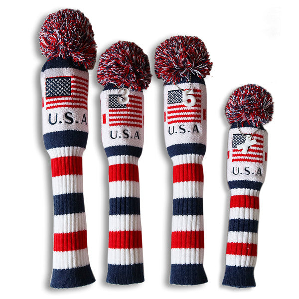 Craftsman Golf USA Flag Knitted Pom Pom Golf Head Cover