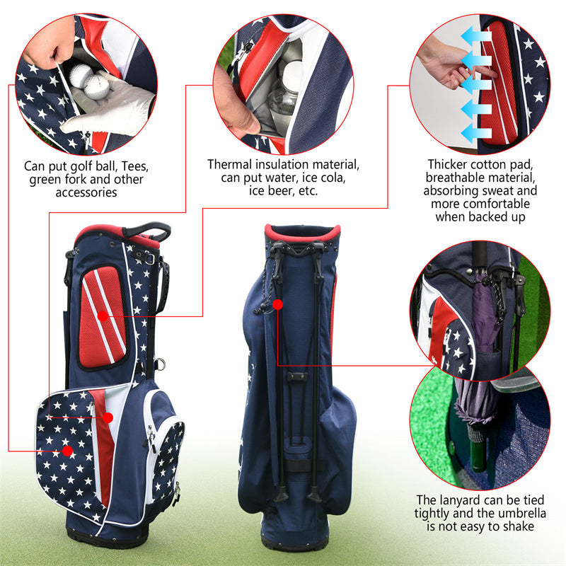 USA Stars Lightweight Golf Stand Bag With Rain Cover Strap - Craftsman Golf