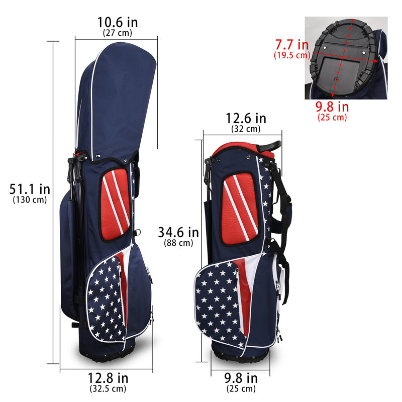 USA Stars Lightweight Golf Stand Bag With Rain Cover Strap - Craftsman Golf