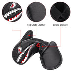 Vivid Shark Embroidery With 3D Fin Visible Red Numbers Iron Cover Set - Craftsman golf