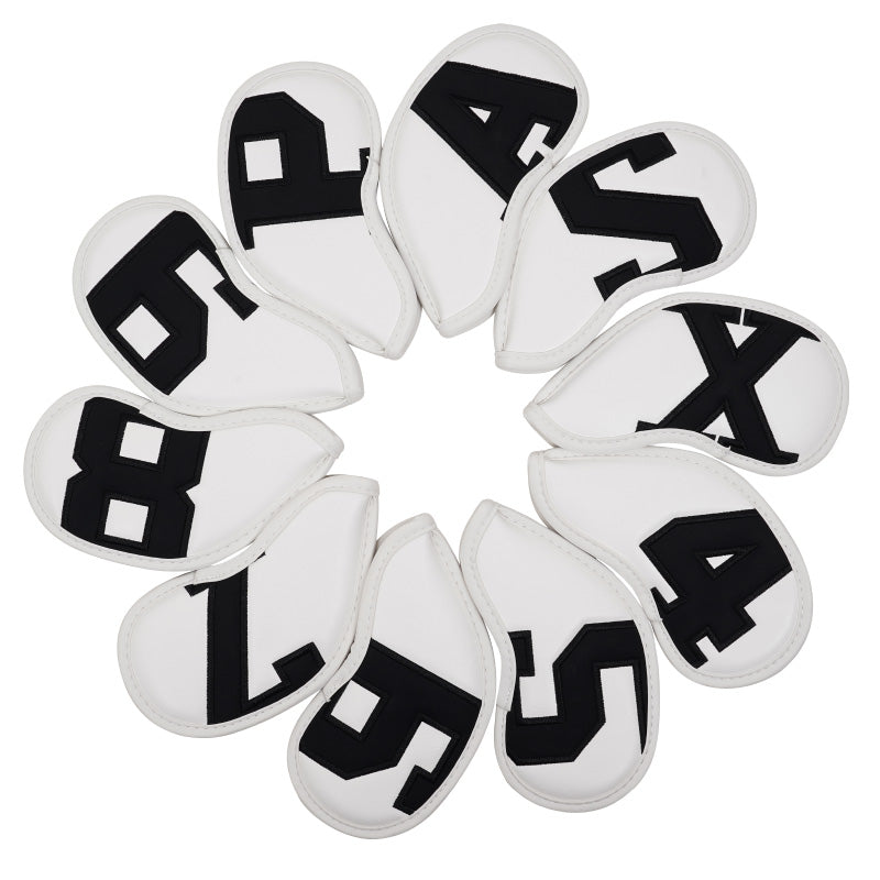 White Large Number Leather Magnetic Iron Head Cover 10pcs