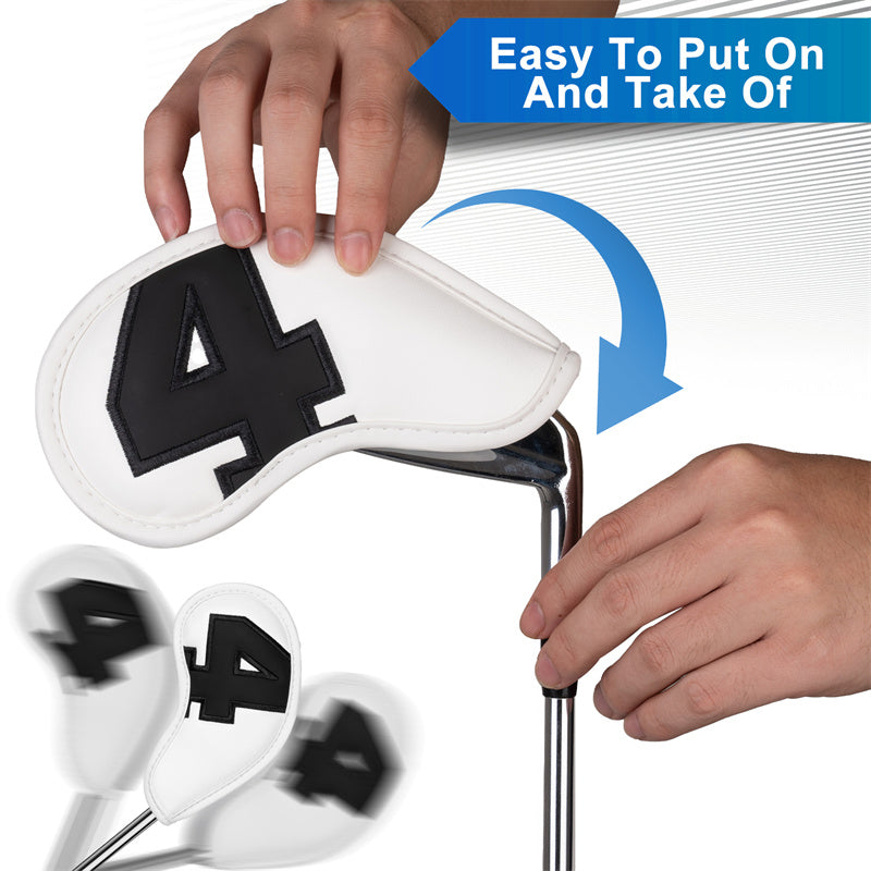 White Large Number Leather Magnetic Iron Head Cover 10pcs