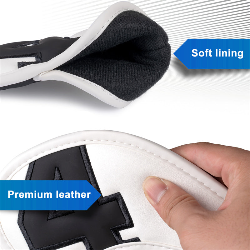 White Large Number Leather Magnetic Iron Head Cover 10pcs