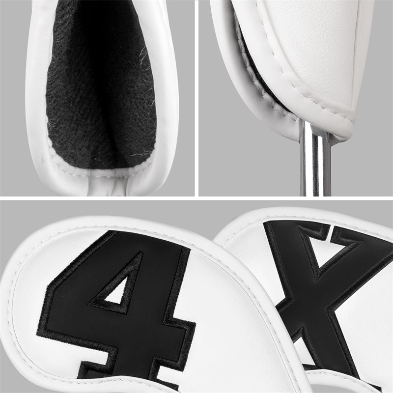 White Large Number Leather Magnetic Iron Head Cover 10pcs