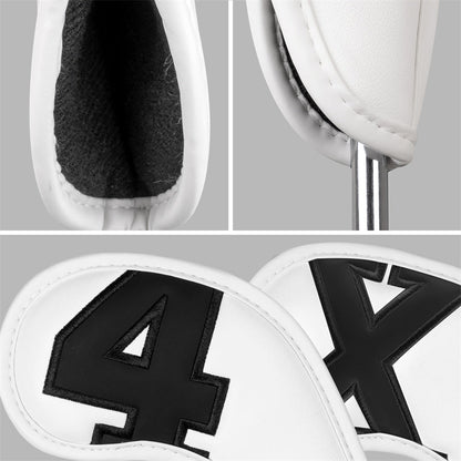 White Large Number Leather Magnetic Iron Head Cover 10pcs