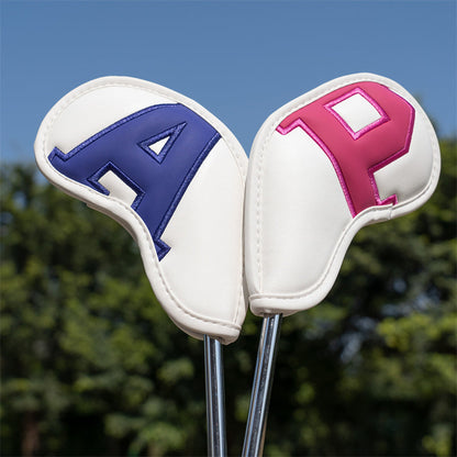 White Leather Colorful Numbers Magnetic Golf Club Iron Headcovers Set 10pcs-CraftsmanGolf