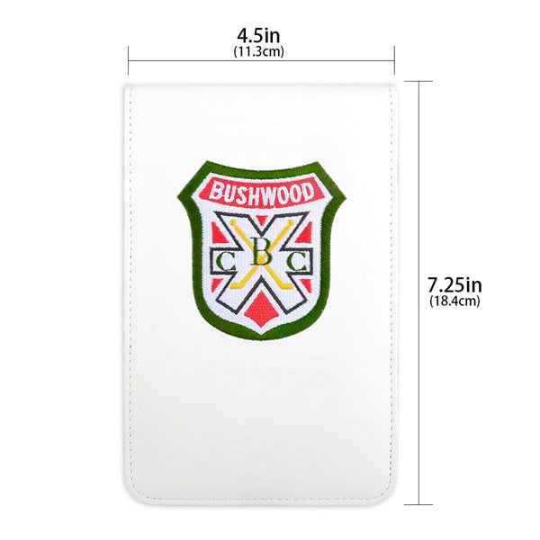 WhiteLeatherShieldScorecard_YardageBookHolder Craftsman golf