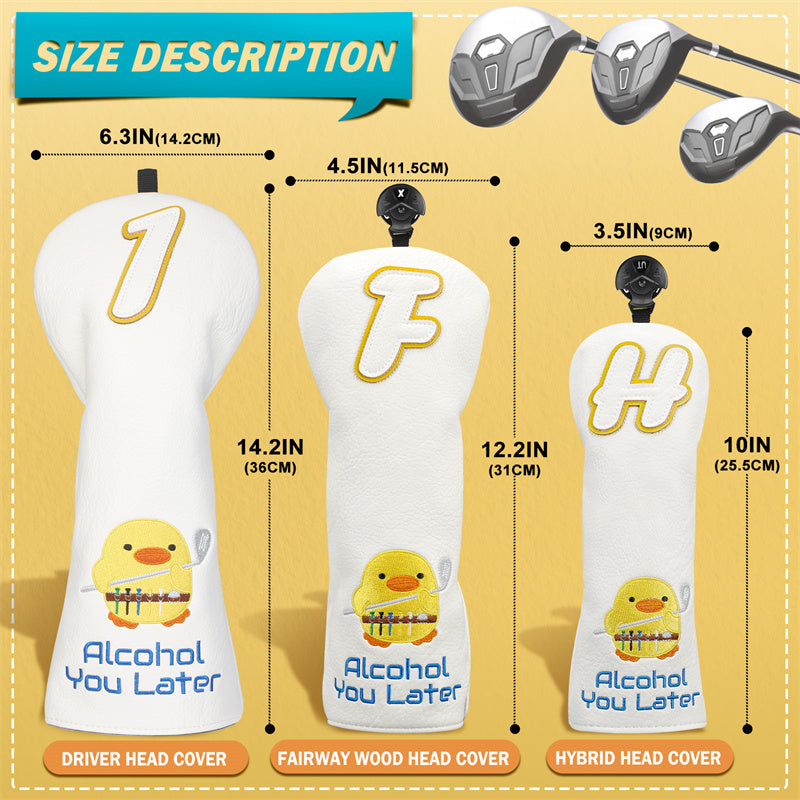 Alcohol You Later Golf Club Head Covers Set (Driver+Fariway+Hybrid)