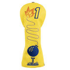 Yellow Leather Bombs Golf Club Driver Head Cover
