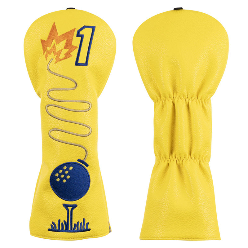 Yellow Leather Bombs Golf Club Driver Head Cover