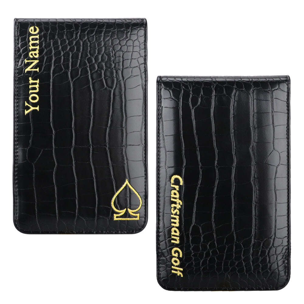 Personalized Crocodile Pattern Leather Scorecard & Yardage Book Holder - CraftsmanGolf
