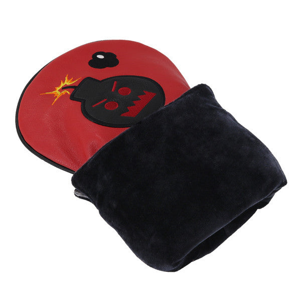 Red Black Leather Angry Bombs Golf Head Covers - CraftsmanGolf