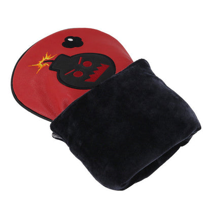 Red Black Leather Angry Bombs Golf Head Covers - CraftsmanGolf