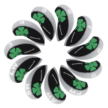 Black&Grey Clover Neoprene Iron Head Cover Set - CraftsmanGolf