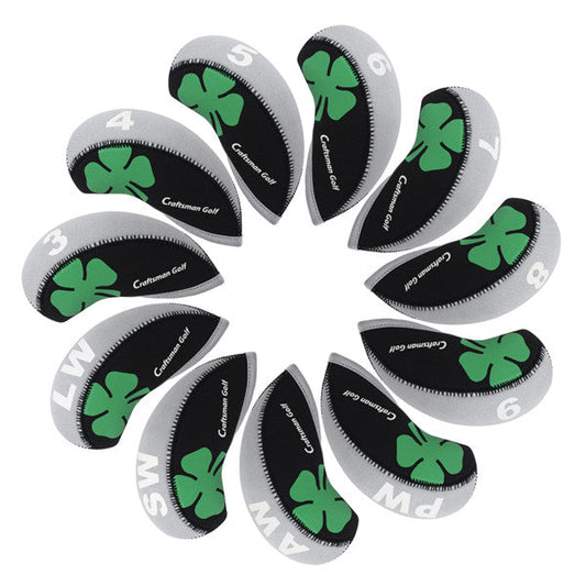 Black&Grey Clover Neoprene Iron Head Cover Set - CraftsmanGolf