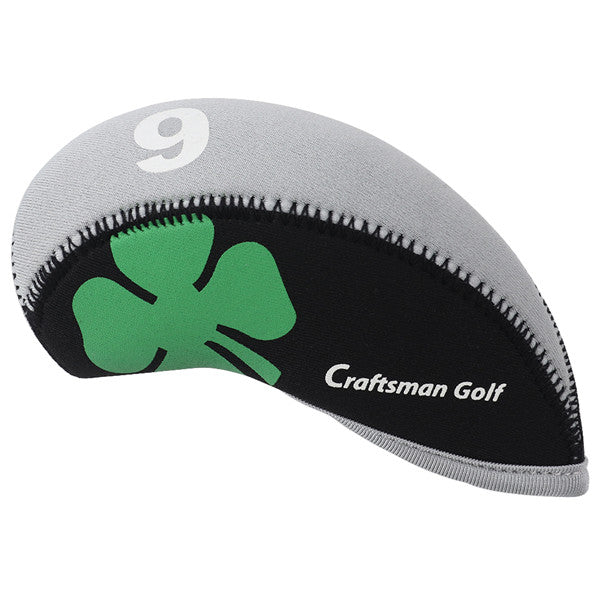 Black&Grey Clover Neoprene Iron Head Cover Set - CraftsmanGolf