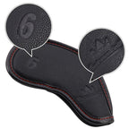 Embossed Number Black Leather Iron Cover Set - CraftsmanGolf