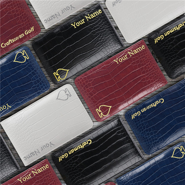 Personalized Crocodile Pattern Leather Scorecard & Yardage Book Holder - CraftsmanGolf