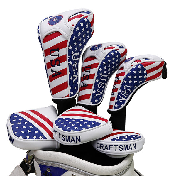 USA Flag Long Neck Sock Golf Head Cover - CraftsmanGolf