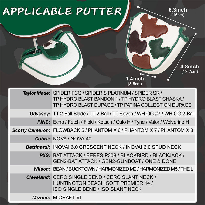 CAMO Mallet Putter Headcover With Magnetic Closure-CraftsmanGolf