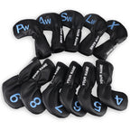 Custom With Your Name Black Leather Blue number Iron Headcovers Set-CraftsmanGolf