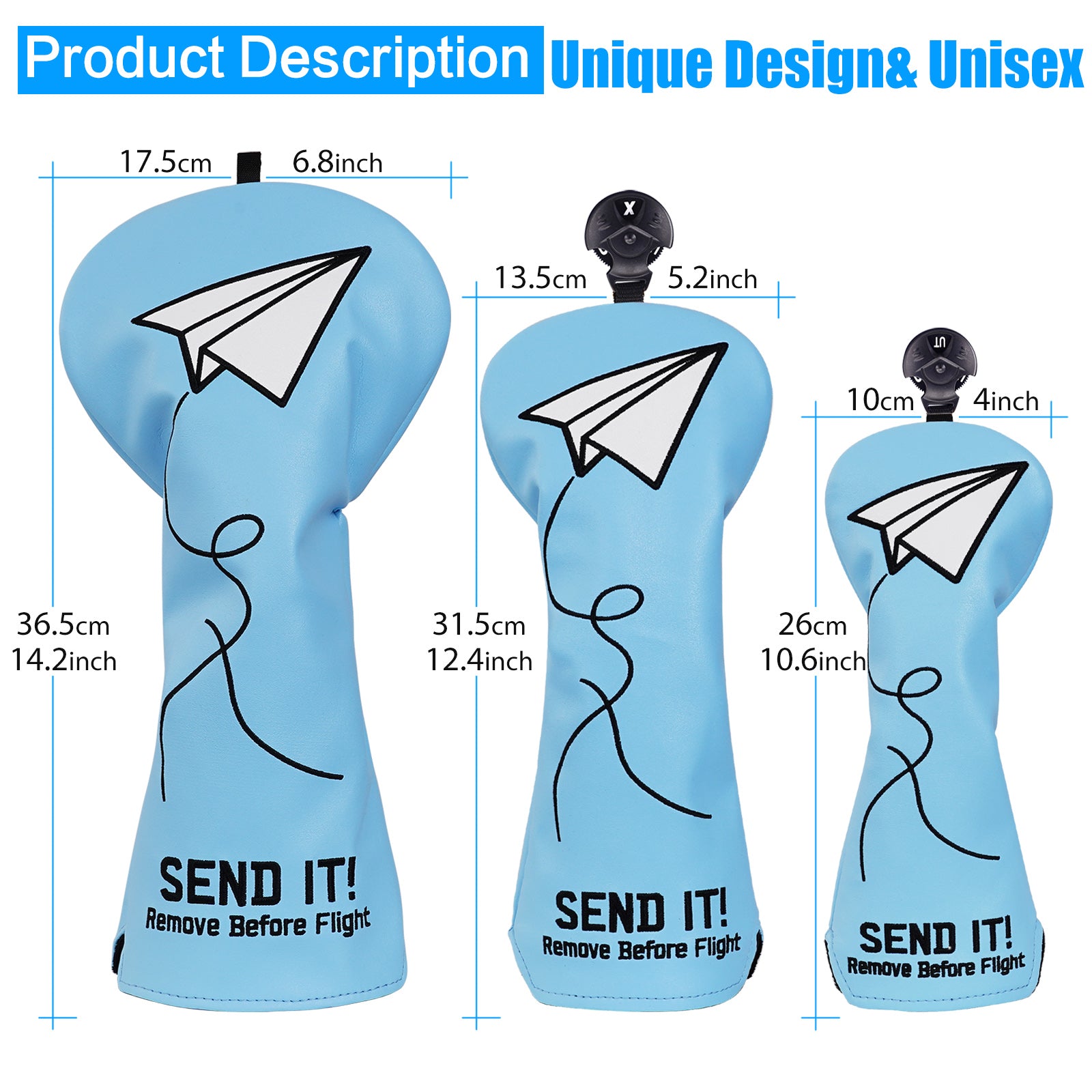 Paper Plane Send It 460cc Blue Driver Head Cover