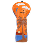 Orange Blue Splicing Coconut Tree Golf Head Cover Set