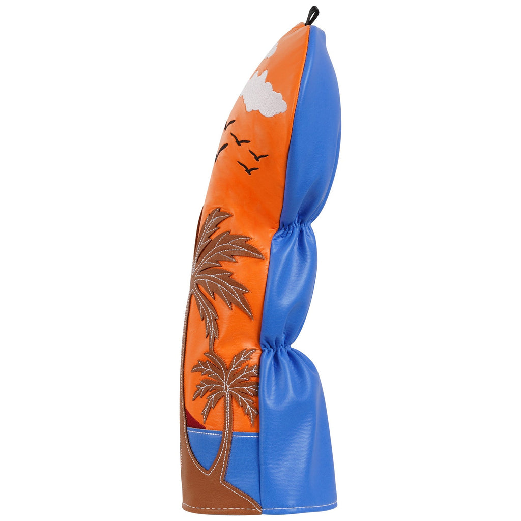 Orange Blue Splicing Coconut Tree Wooden Head Cover Set