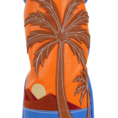 Orange Blue Splicing Coconut Tree Wooden Head Cover Set
