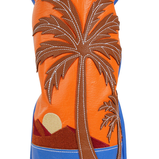Orange Blue Splicing Coconut Tree Wooden Head Cover Set