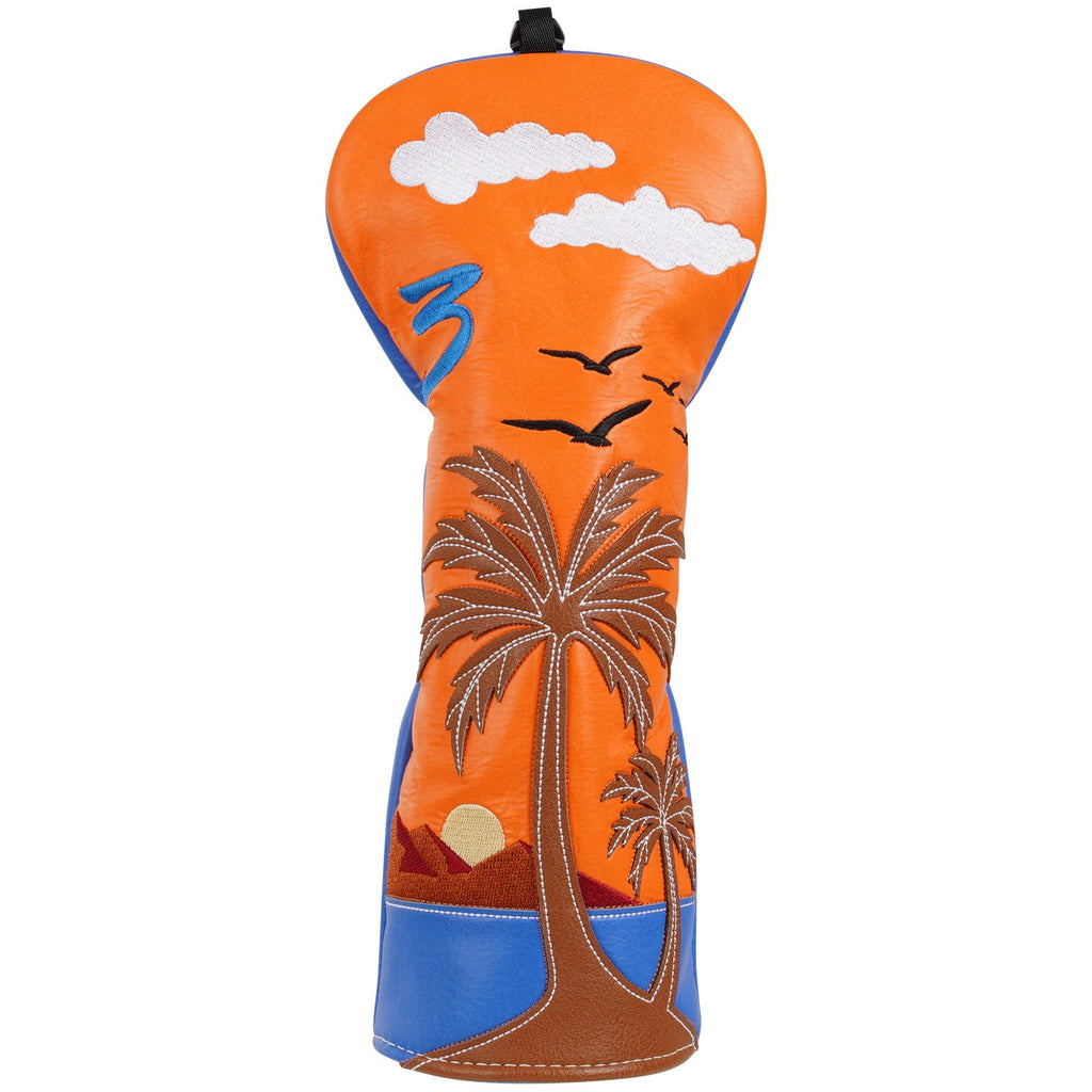 Orange Blue Splicing Coconut Tree Wooden Head Cover Set