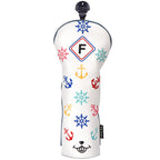 White Leather Rudder Wood Headcover Set