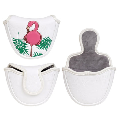 Flamingo White Golf Mallet Putter Head Cover