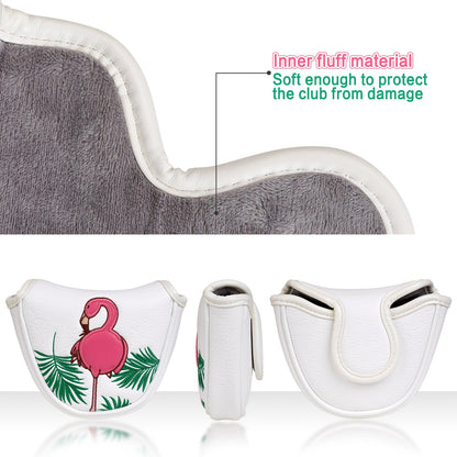 Flamingo White Golf Mallet Putter Head Cover
