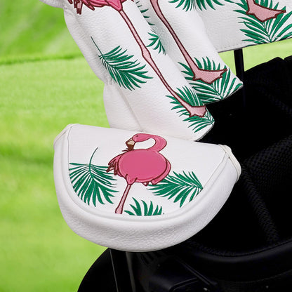 Flamingo White Golf Mallet Putter Head Cover