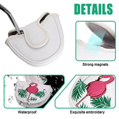 Flamingo White Golf Mallet Putter Head Cover