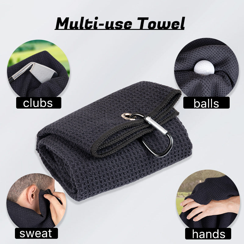 Personalized Golf Waffle Microfiber Tri-Fold Towel 16“ x 24” With Logo and Name