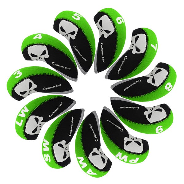 Red&Black Skull Neoprene Iron Head Cover Set (3-9,P,A,S,L) - CraftsmanGolf