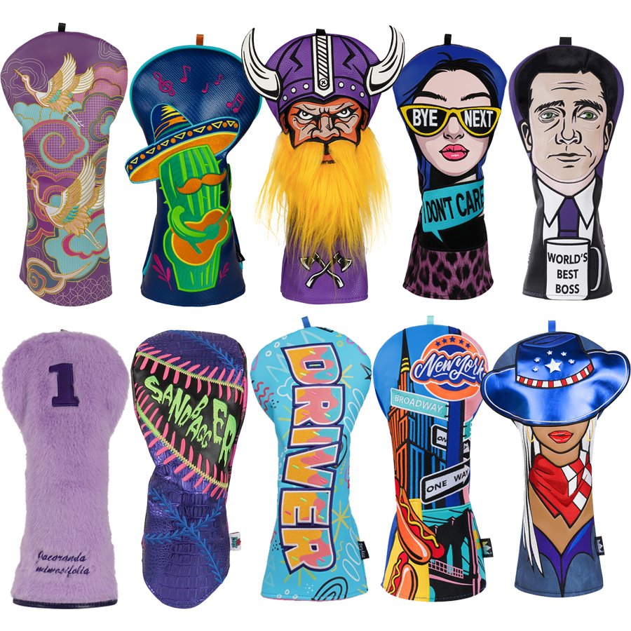 New Design Embroidery Pu Leather Headcover Custom