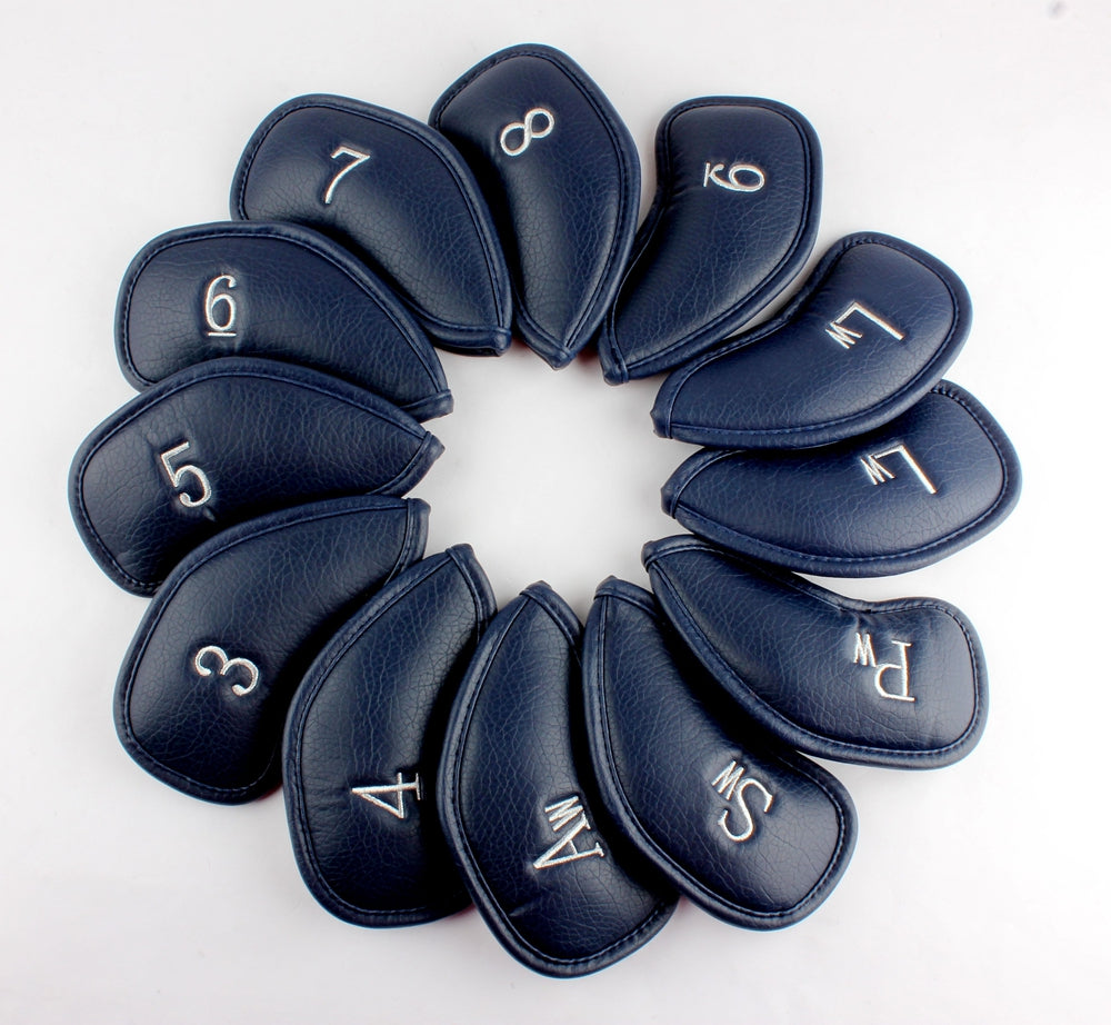 Black Leather Golf Iron Head Covers Set