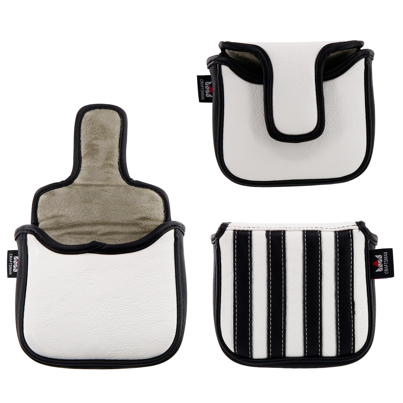 Black white Strips Single Ear Square Putter Head Cover