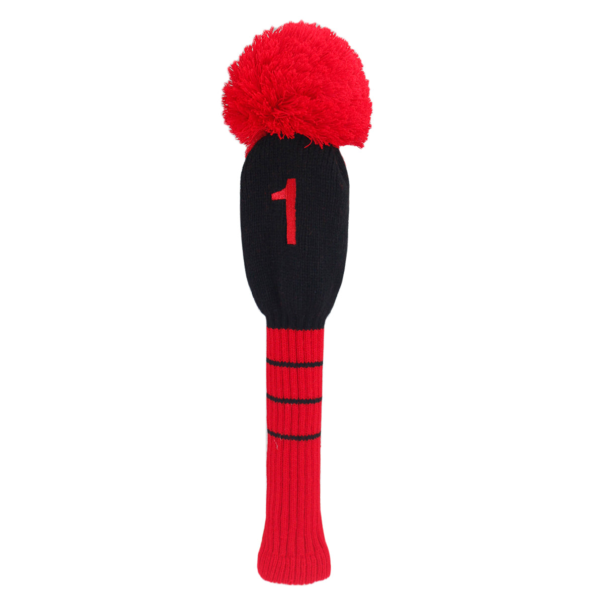 Red Black Striped Wool Driver Head Cover