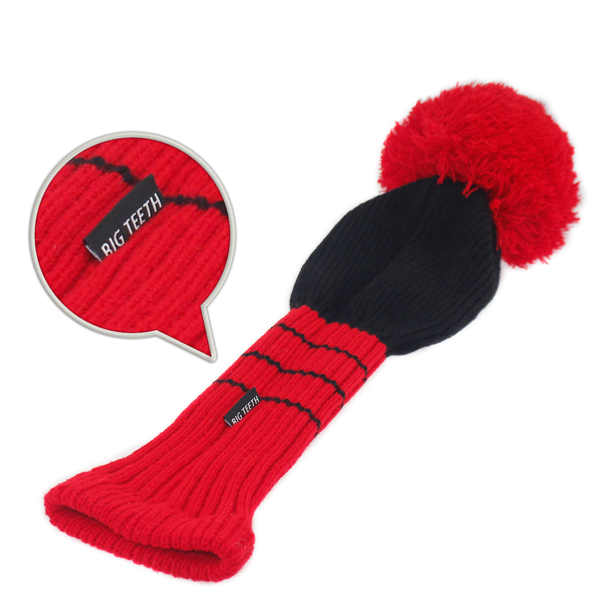 Red Black Striped Wool Driver Head Cover