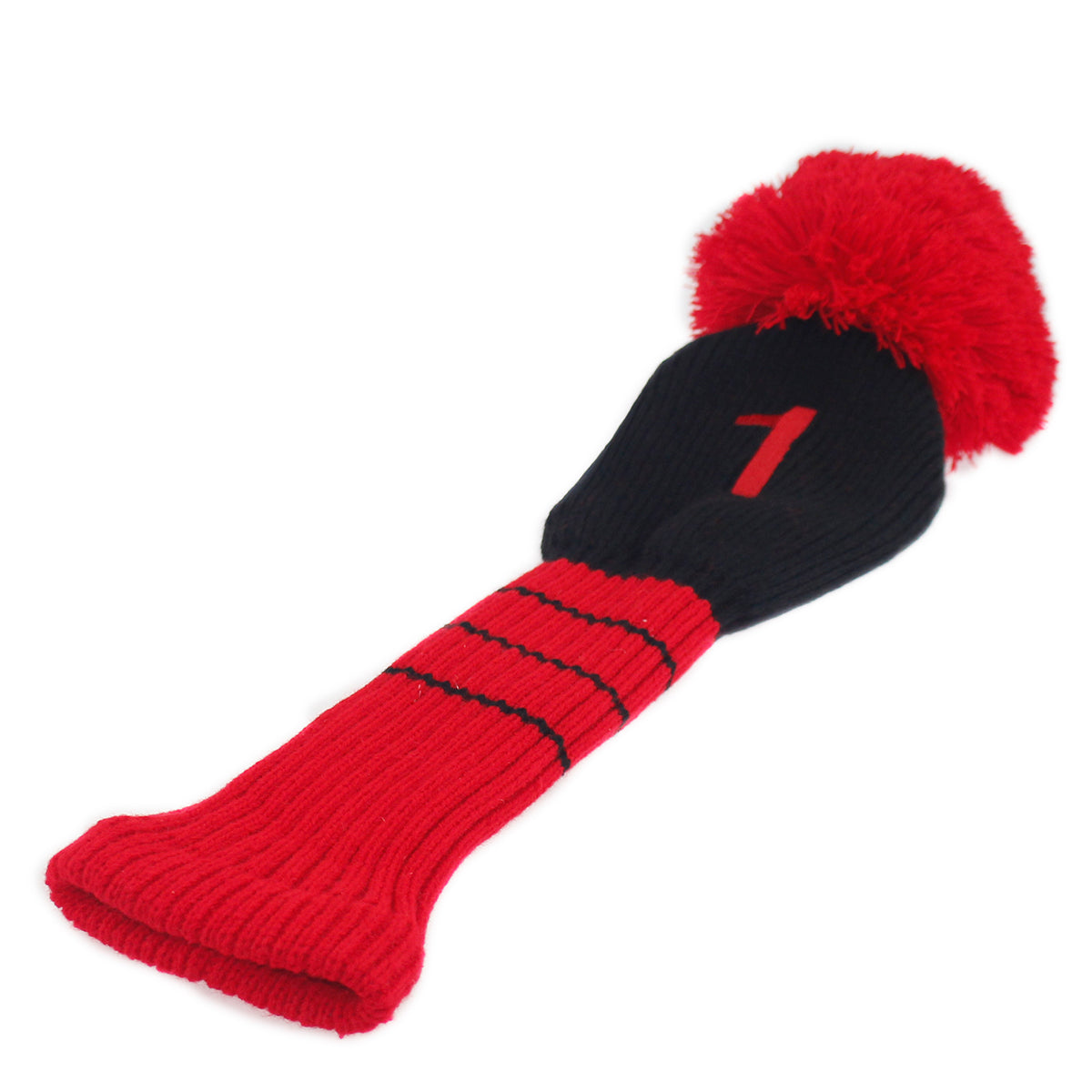 Red Black Striped Wool Driver Head Cover