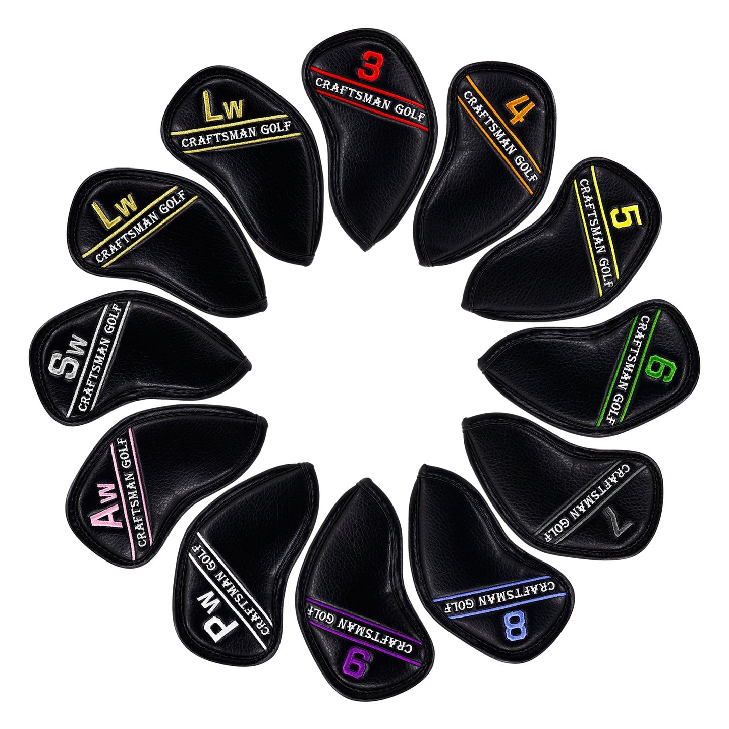 Colorful Embroidery Number Iron Headcover Set