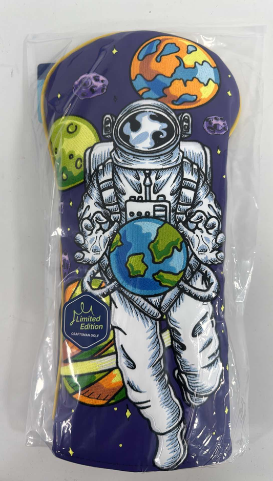 Dark Purple PU Leather Astronaut Patch Embroidery Two-Piece Driver Headcover