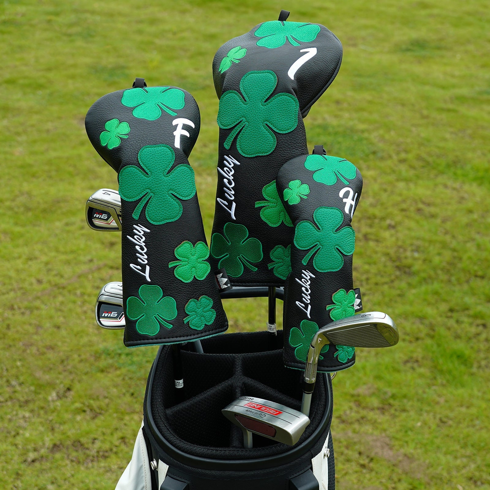 Lucky Four Leaf Clover Golf Head Cover Set