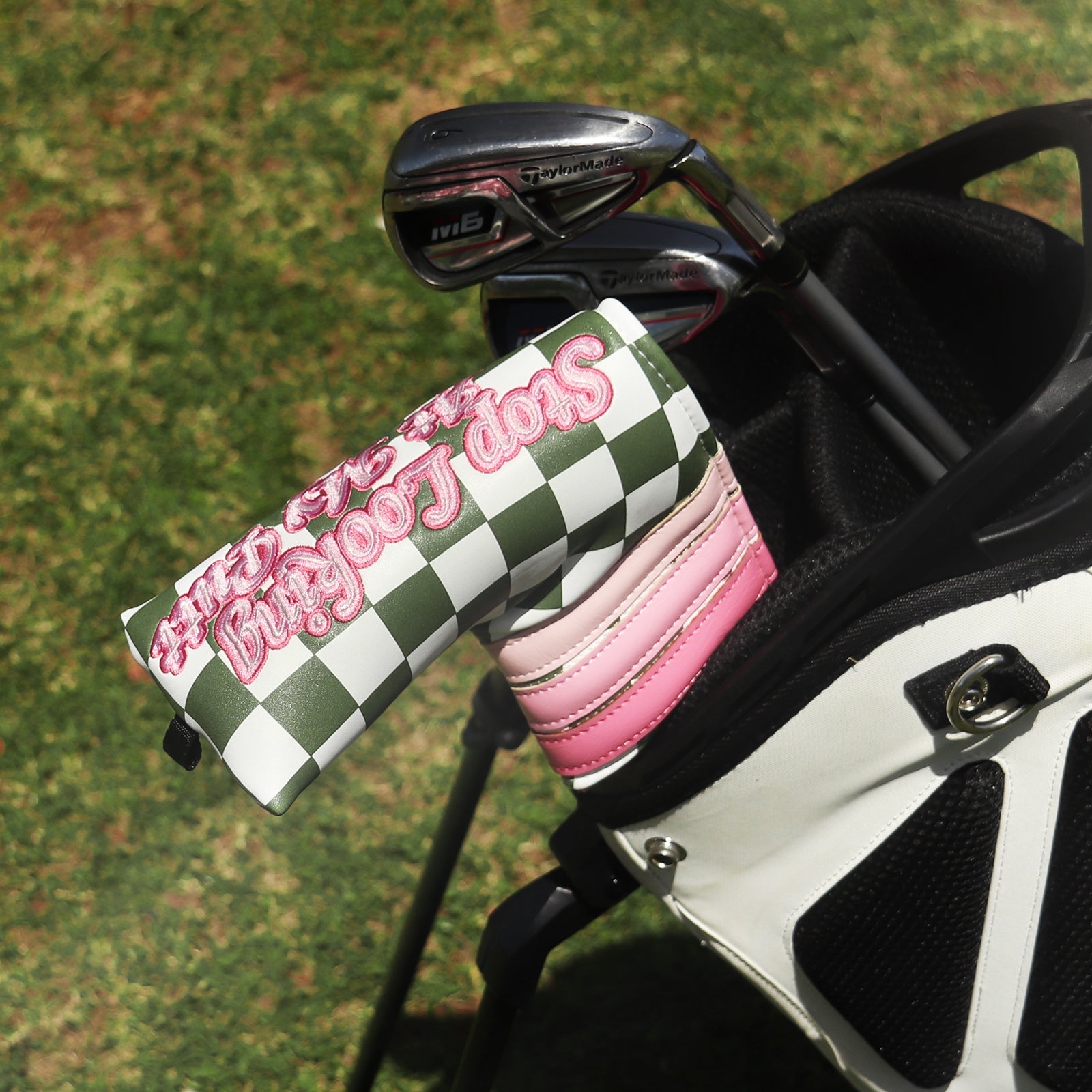 Green Pink Check Golf Headcover Set