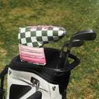 Green Plaid with Pink Patch Stripes Blade Putter Cover